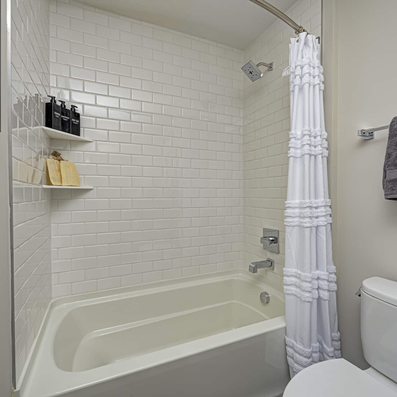 Small White Bathroom with Tub | Old Town Design Group