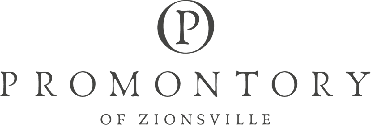 The luxury custom home builders of Holliday Farms proudly present the Promontory of Zionsville logo.